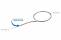 JINDO Tapered Peripheral Guidewire studio shot with callout arrow highlighting taper zone and diameter labels 0.022 inch tip and 0.035 inch shaft