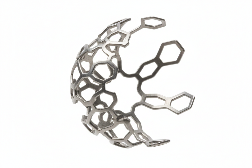 Macro close-up of nitinol stent demonstrating thermal shape memory expansion as struts bloom to programmed diameter at body temperature